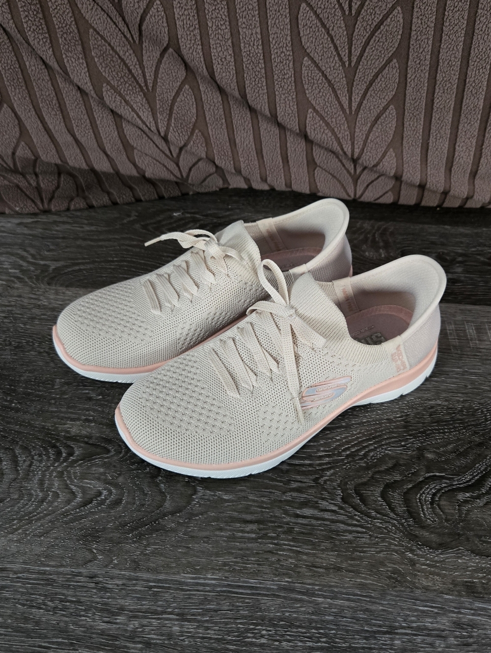 Skechers Women Cream White Slip In Sneakers Casual Walking Shoes